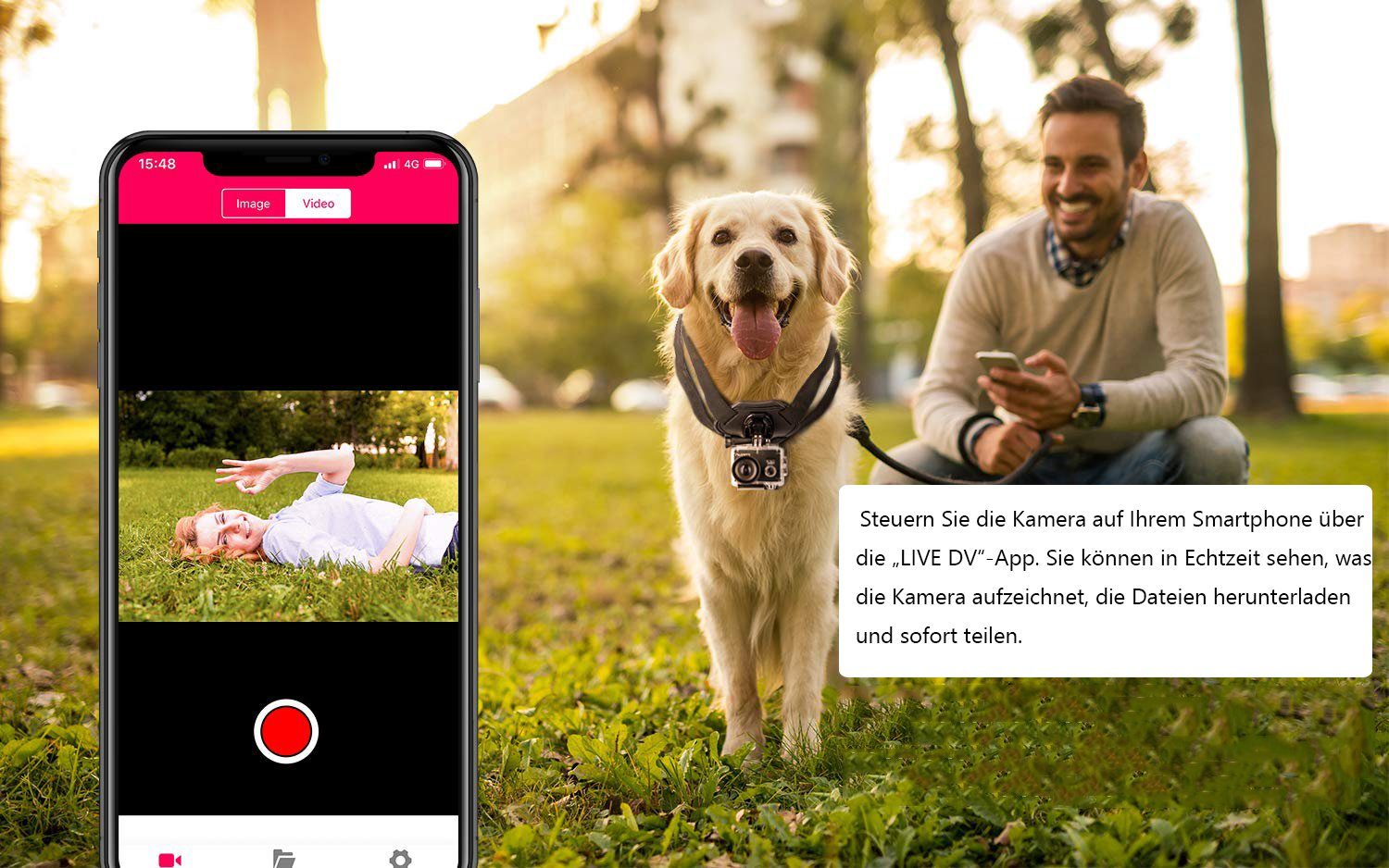 COOAU Action Cam 4K 30fps WiFi Kamera 20MP 170° Weitwinkel Time Lapse Action Cam (4K Ultra HD, 2,4G WLAN (Wi-Fi), mit 32GB SD Karte,EIS Bildstabilisator 170° Weitwinkel Time Lapse, Externem Mikrofon, 2.4G Fernbedienung, Zubehör Kit)