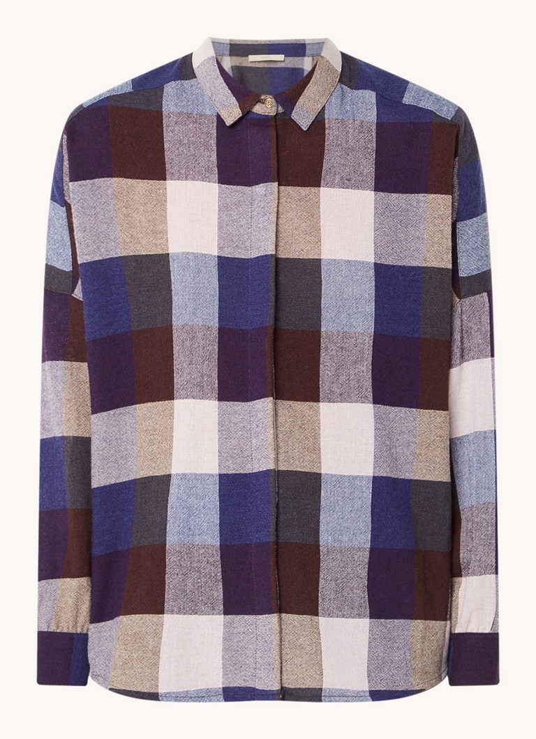 Sessùn Deliwool blouse in wool blend with checked design