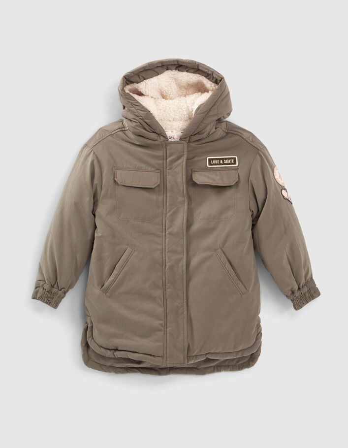 Parka kaki fourrée dos matelassé fille