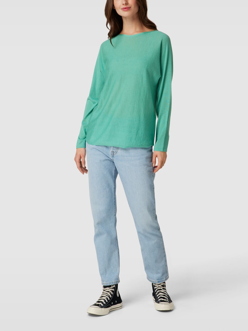 Kaschmir Longsleeve mit Rundhalsausschnitt in grün