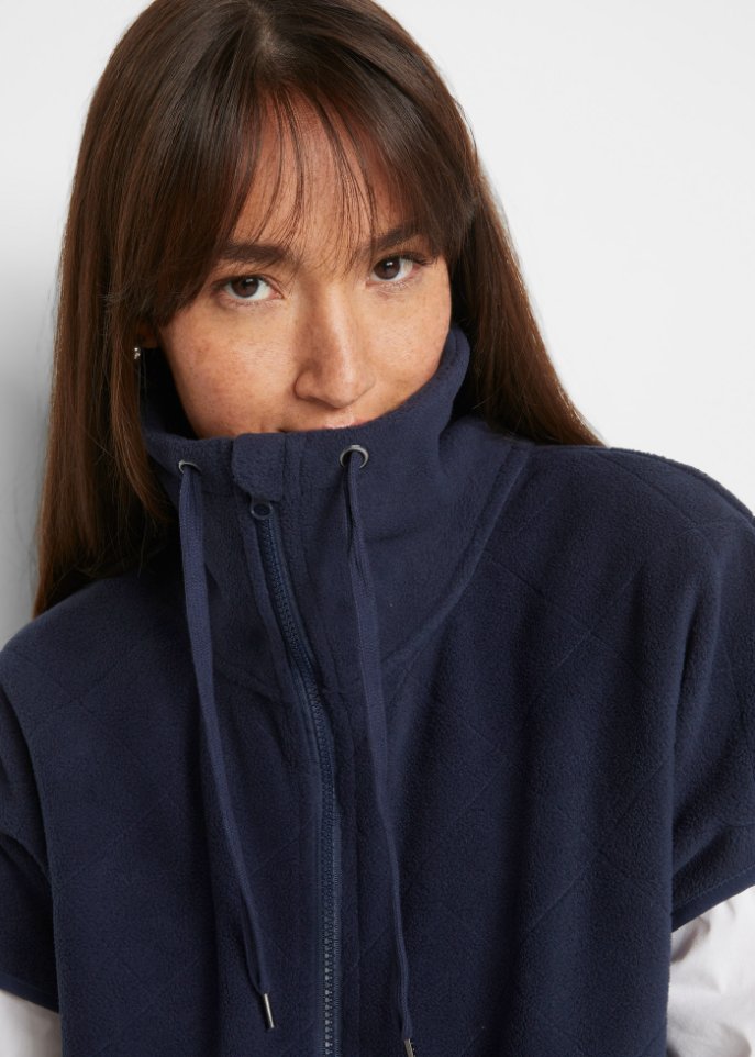 Fleece Weste mit Rautensteppung aus recyceltem Polyester