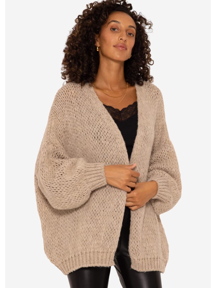 SASSYCLASSY Oversize Strick-Cardigan in Beige günstig kaufen