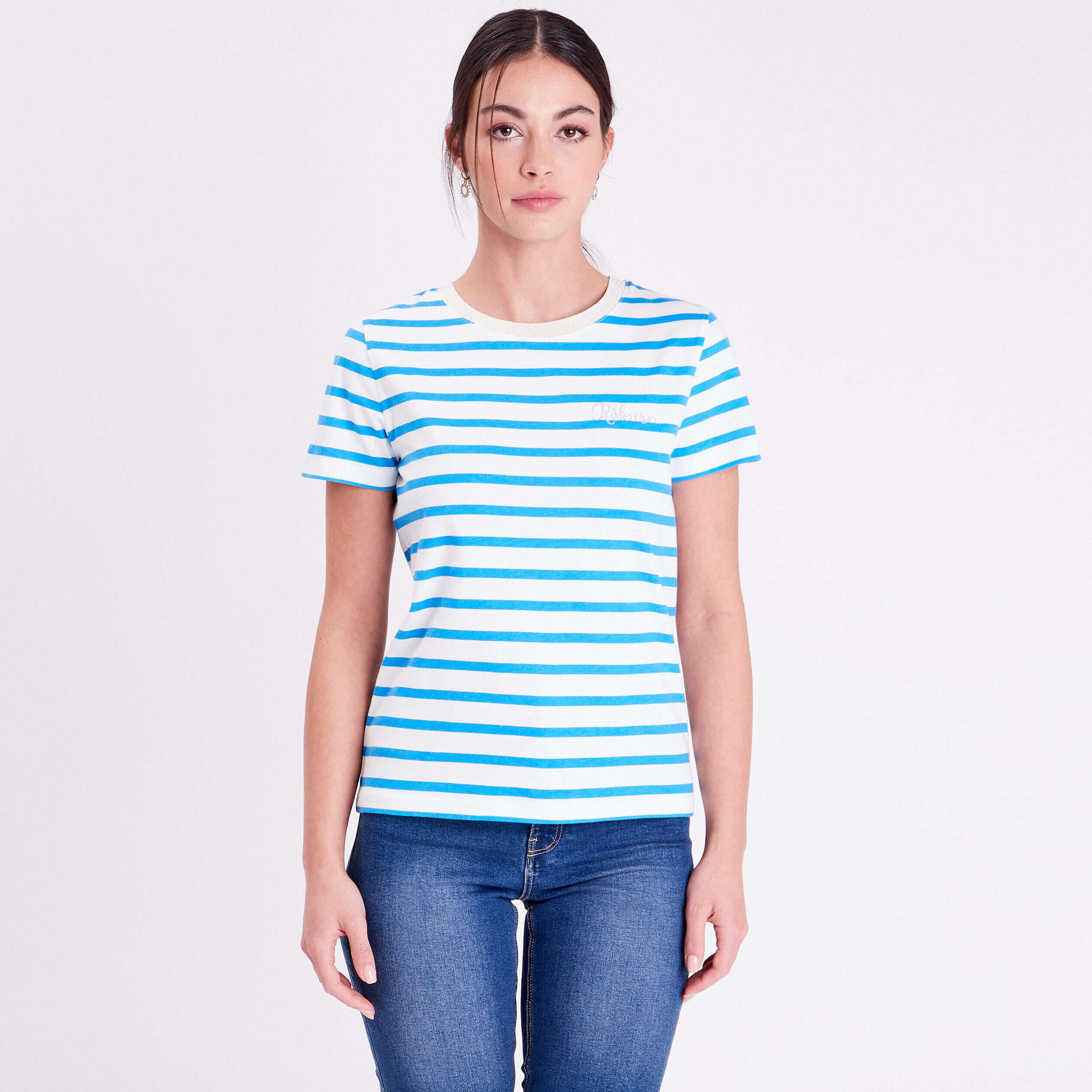 T-shirt manches courtes bleu femme | Cache Cache