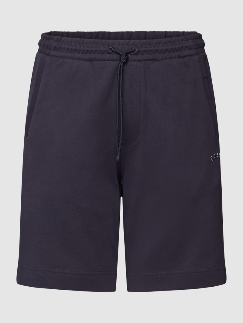 Shorts mit Label-Detail Modell 'Headlo' in marineblau