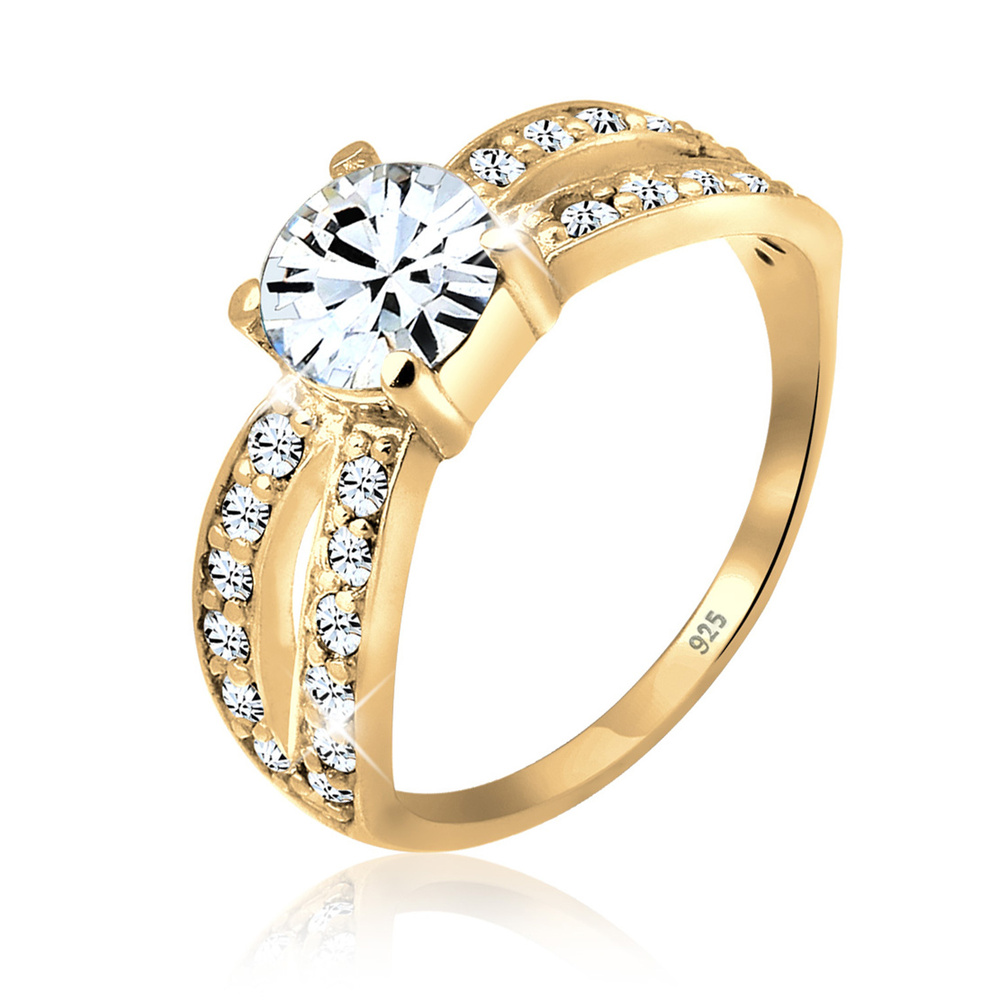 Elli Elli Bague Femmes Solitaire Glamoureux avec cristal en argent sterling 925 Bague
