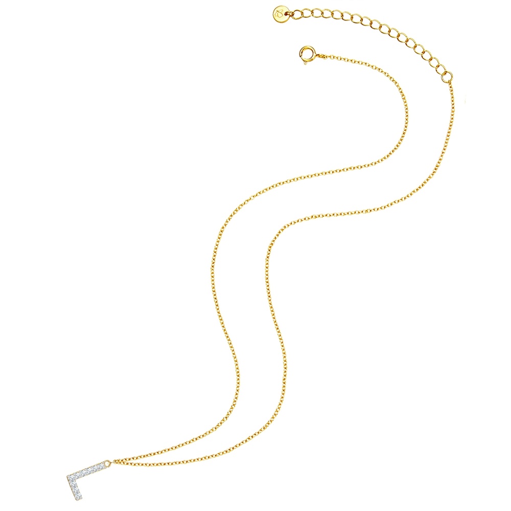 Glanzstücke München Collier en argent Lettre L Argent sterling Oxyde de zirconium (CZ) en Or jaune collier