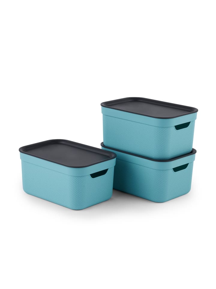 Rotho Jive Dekobox 3er-Set Aufbewahrungskorb 5l in Himmelblau gedeckt günstig kaufen onesize