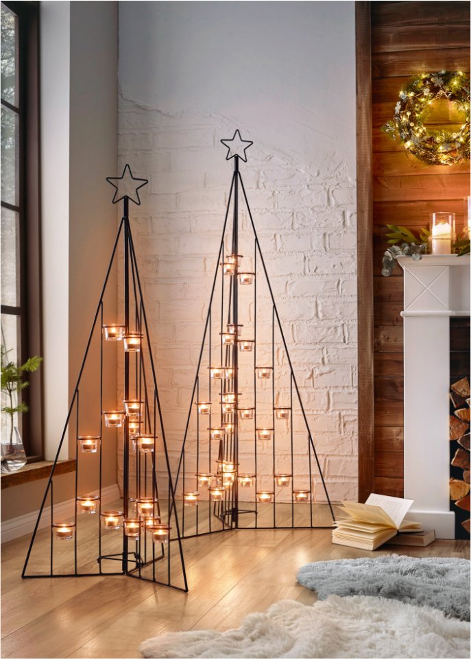 Teelichthalter im Weihnachtsbaum-Design