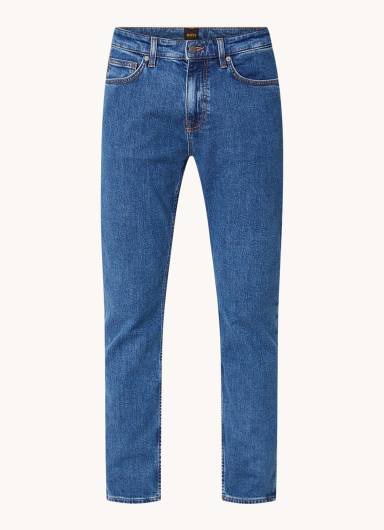Jeansy Hugo Boss Delaware slim-fit, ciemne wyblaknięcie