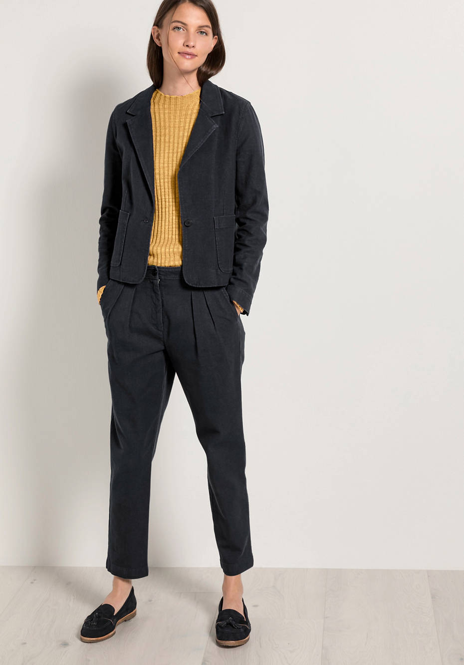 Ripp-Pullover aus Leinen mit Bio-Baumwolle