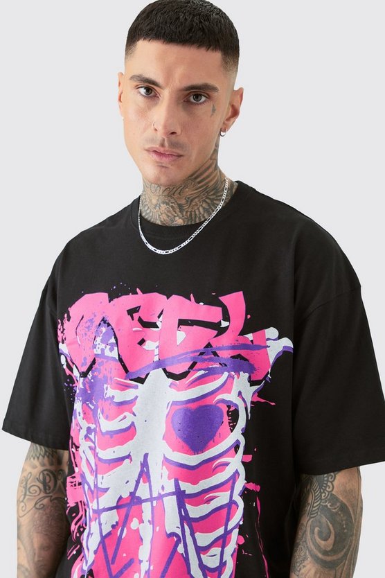 Tall schwarzes Official T-Shirt mit Skelett-Print
