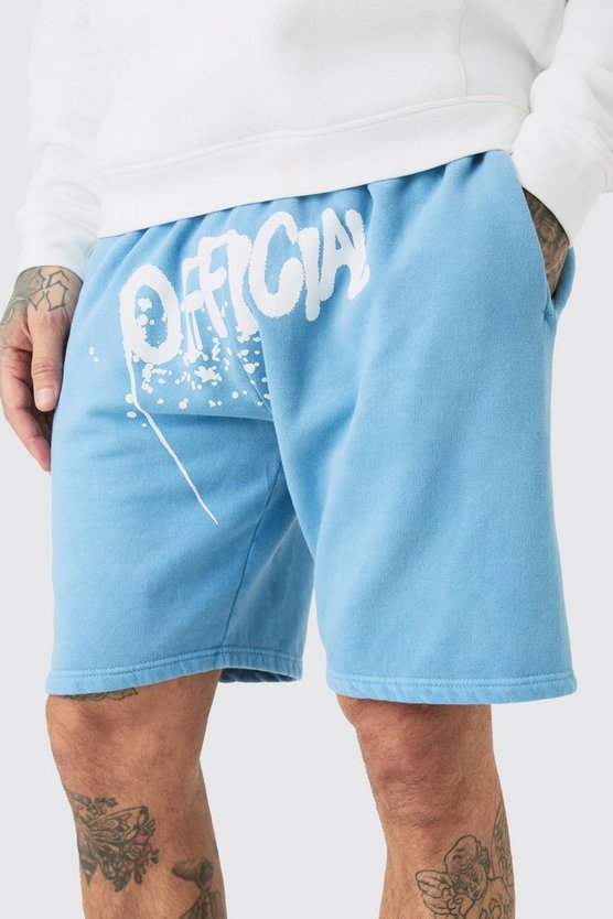 Tall lockere Jersey-Shorts mit Official Graffiti Print