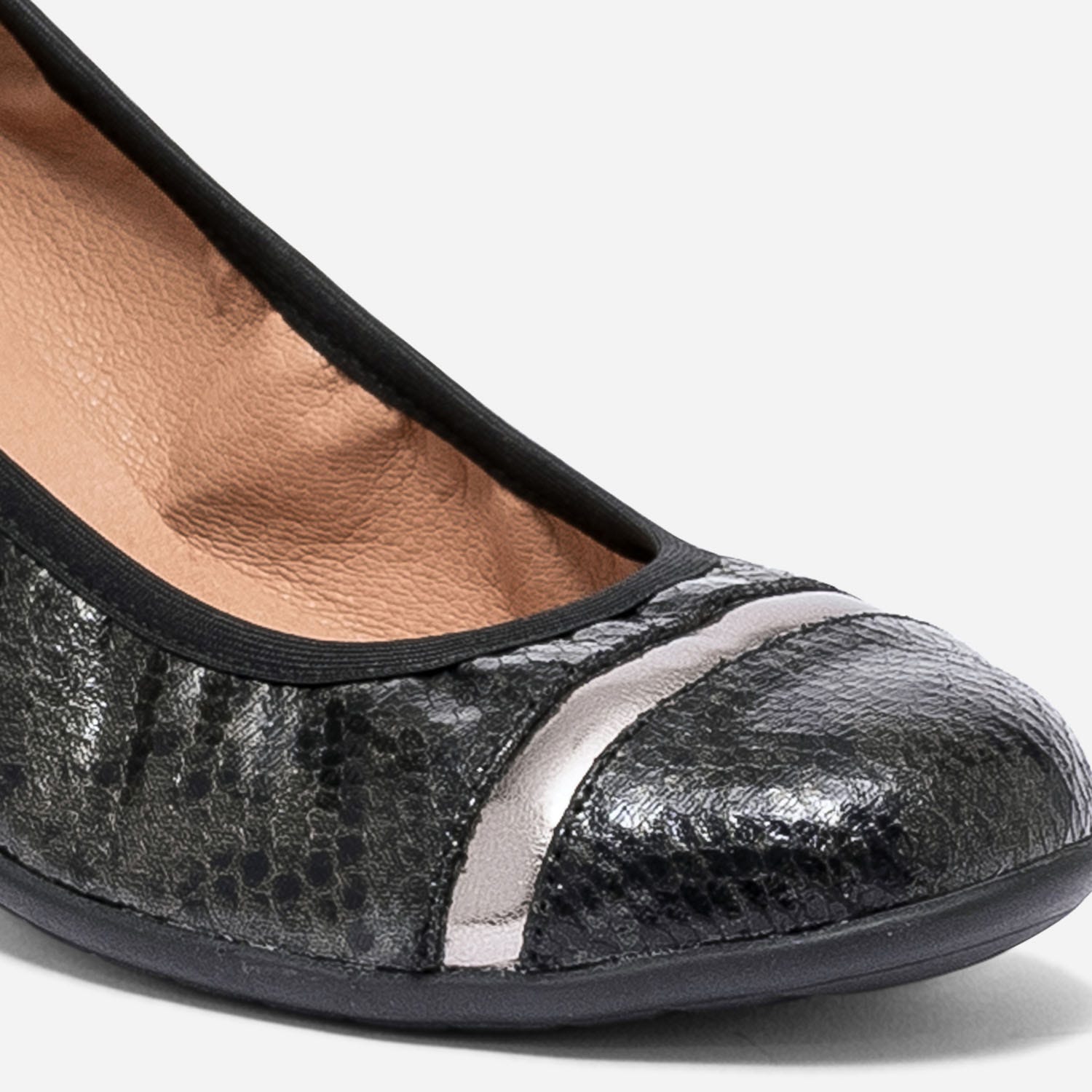 Ballerine noire effet python élastiquée