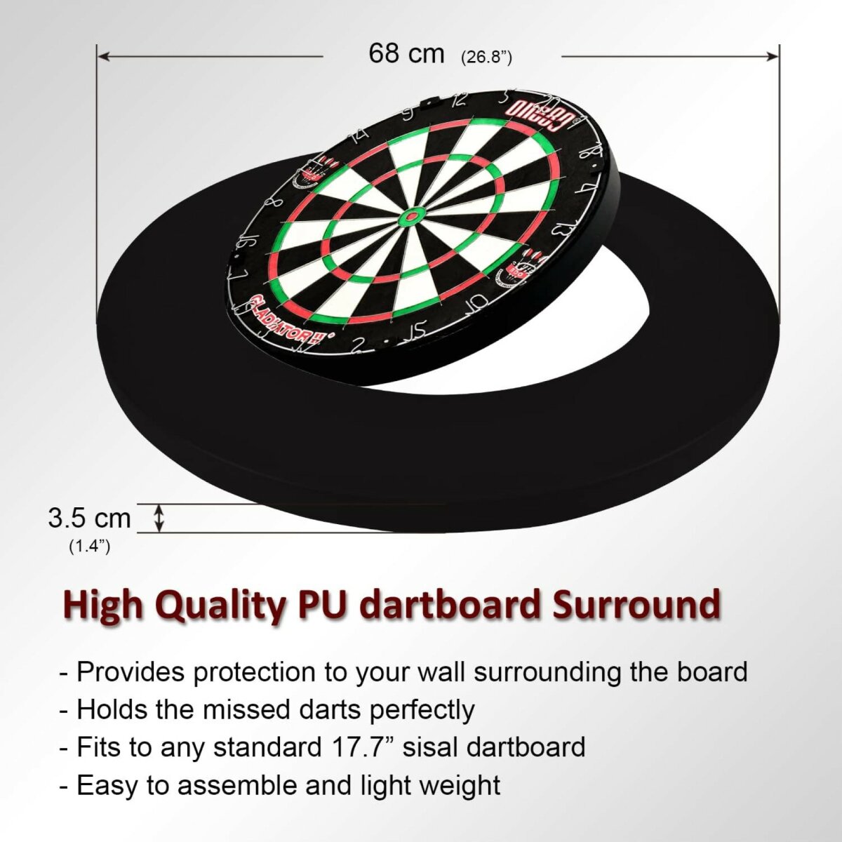 COFI 1453 Dartscheibe mit Pfeilen, Steeldartscheibe aus Sisal mit Dartboard PU-Set Schwarz