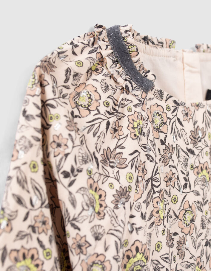Robe beige imprimé fleurs fille