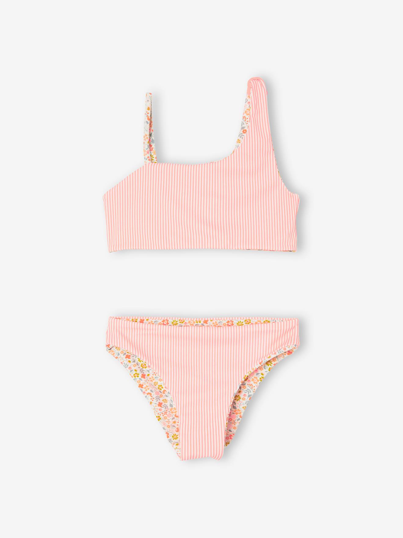 Vertbaudet Wendbarer Mädchen Bikini Oeko-Tex - koralle