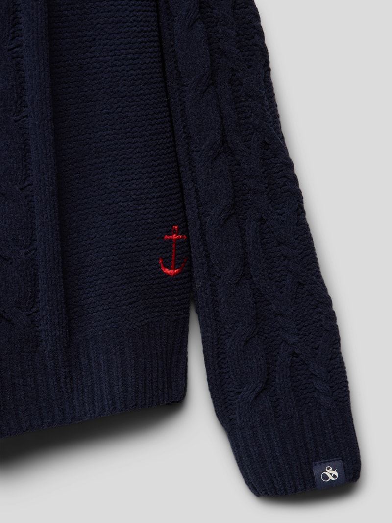 Strickpullover mit Rundhalsausschnitt Modell 'Chenille' in blau