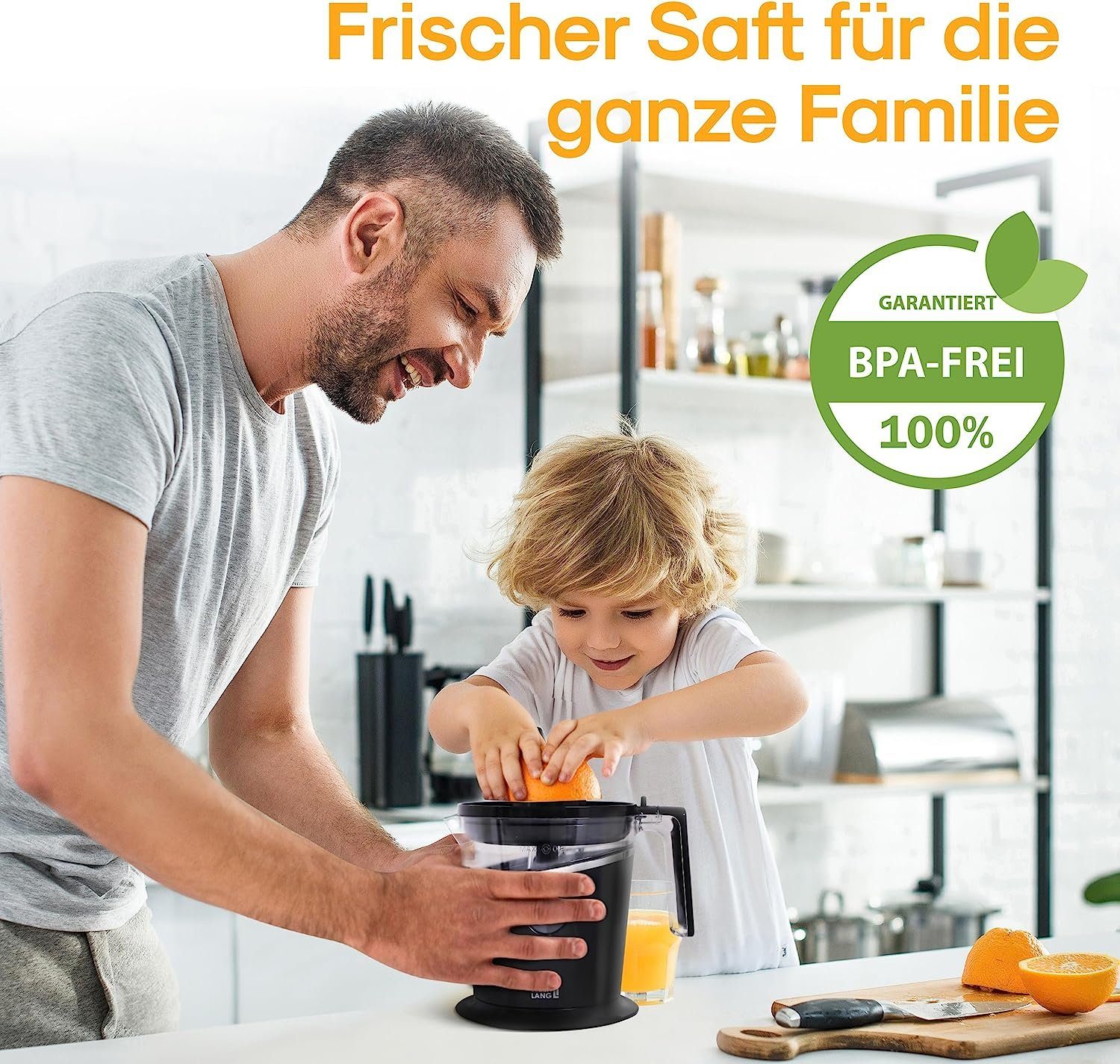 Lebenlang Küchenmaschine Saftpresse elektrisch - Verstellbares Sieb - Orangenpresse, 40,00 W, 800ml Orangensaftpresse elektrisch Zitronenpresse