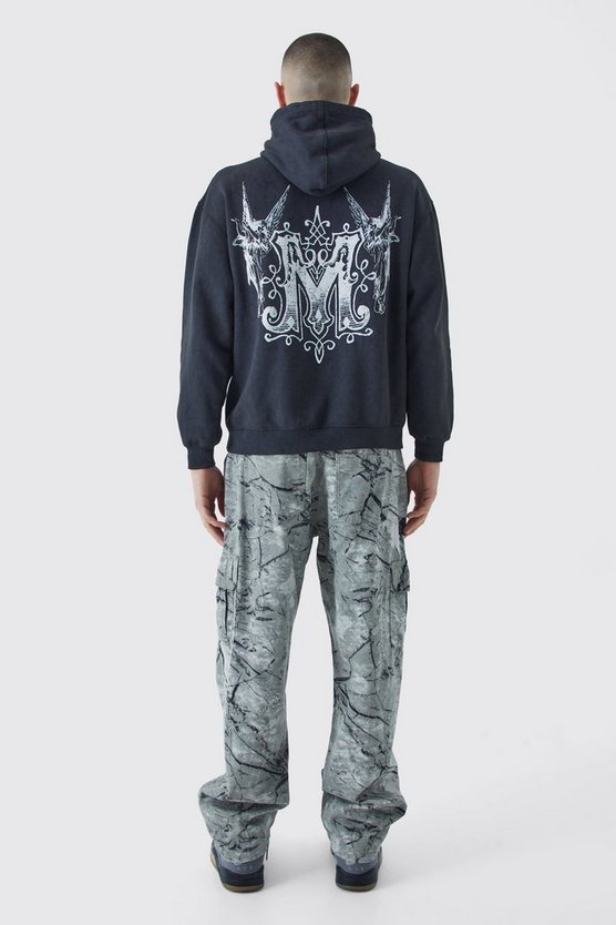 Oversize Hoodie mit Acid-Waschung und M-Print