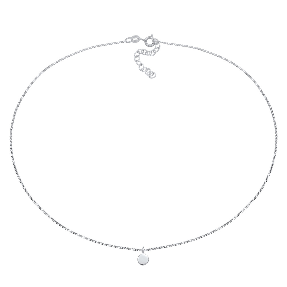 Elli Elli Collier Femmes choker cercle plaquette Coin géo en argent sterling 925 collier