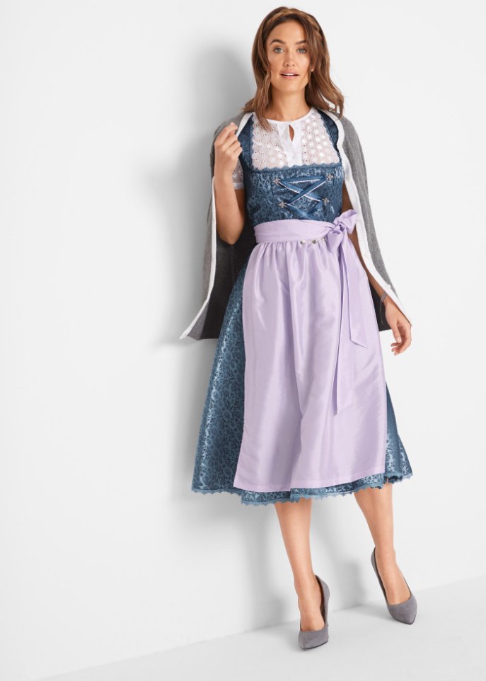 Dirndl mit Schürze in Midilänge (2-tlg. Set)