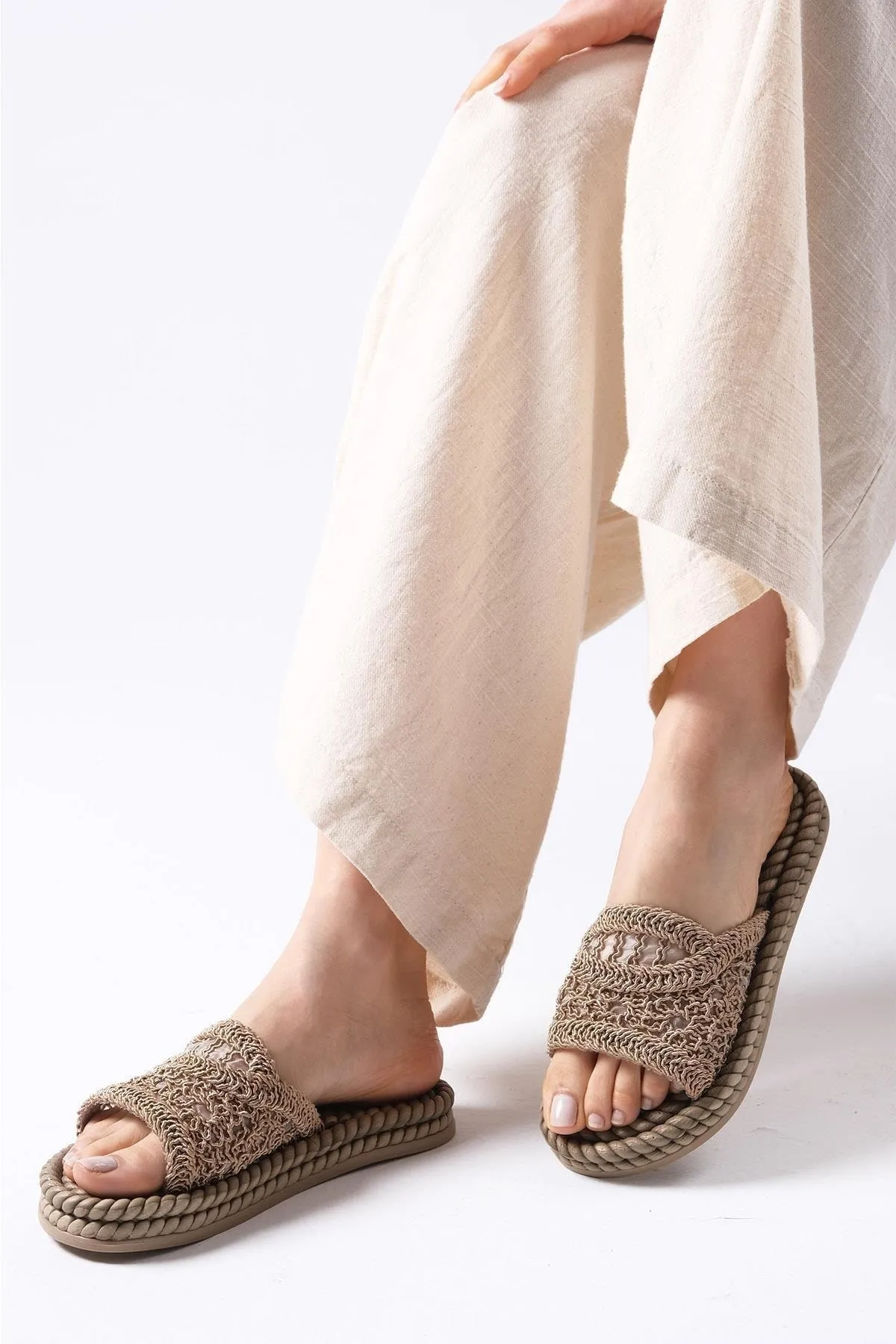 Mio Gusto  Pantolette - Braun - Flacher Absatz