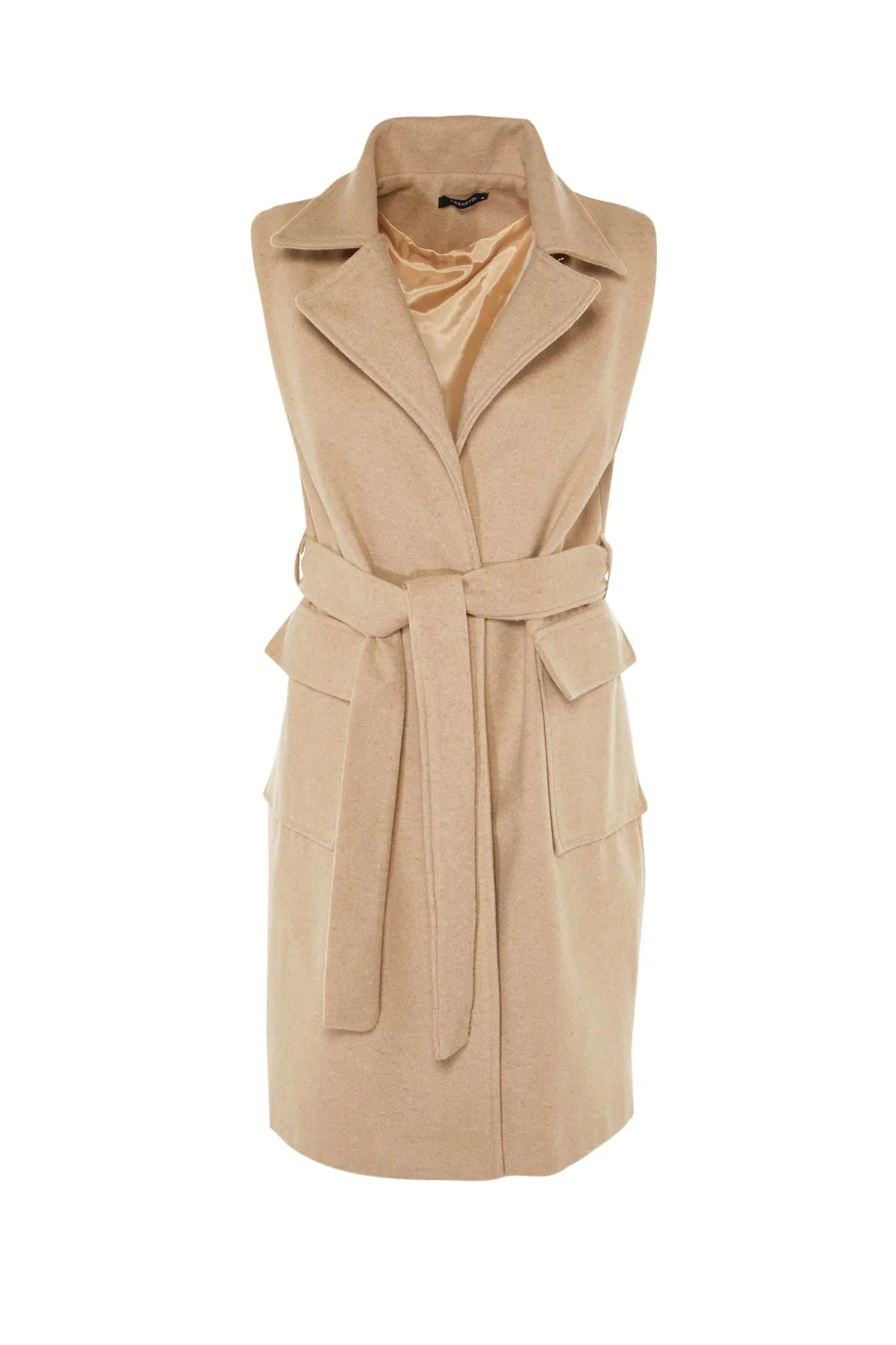 Trendyol Modest  Kameljacke, Weste mit Kragen, Taille und Gürtel TCTAW23YE00006