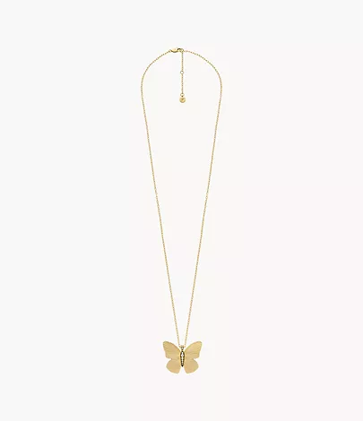 Fossil Kette Metamorphosis Anhänger Butterfly Edelstahl goldfarben
