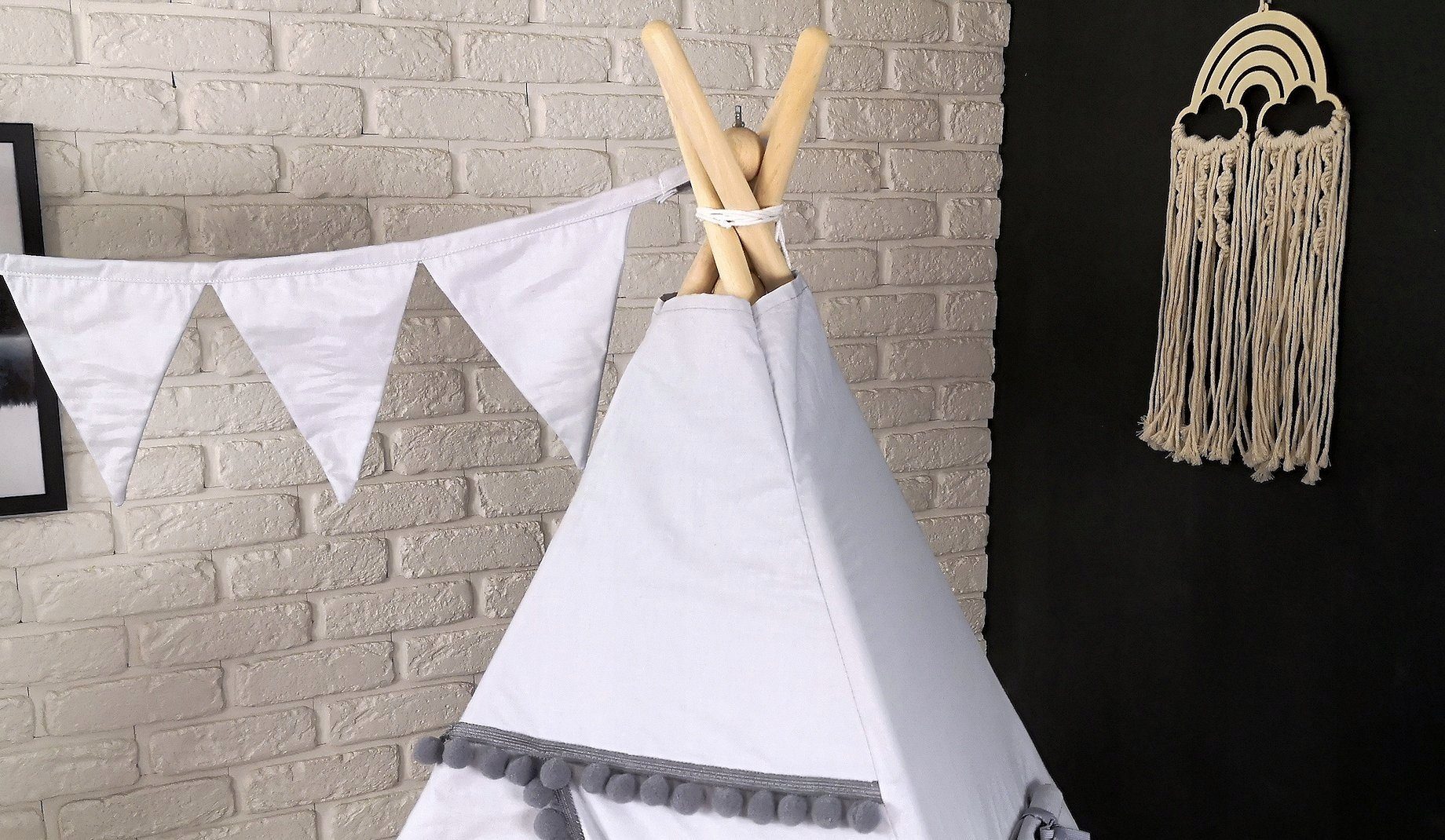 Pamek Tipi-Zelt Basic, Kinder Spielzelt, Teepee, Zelt mit Fenster, Tipizelt, Spielset, Personen: 2 (7 tlg), Sehr weiches und angenehmes Material