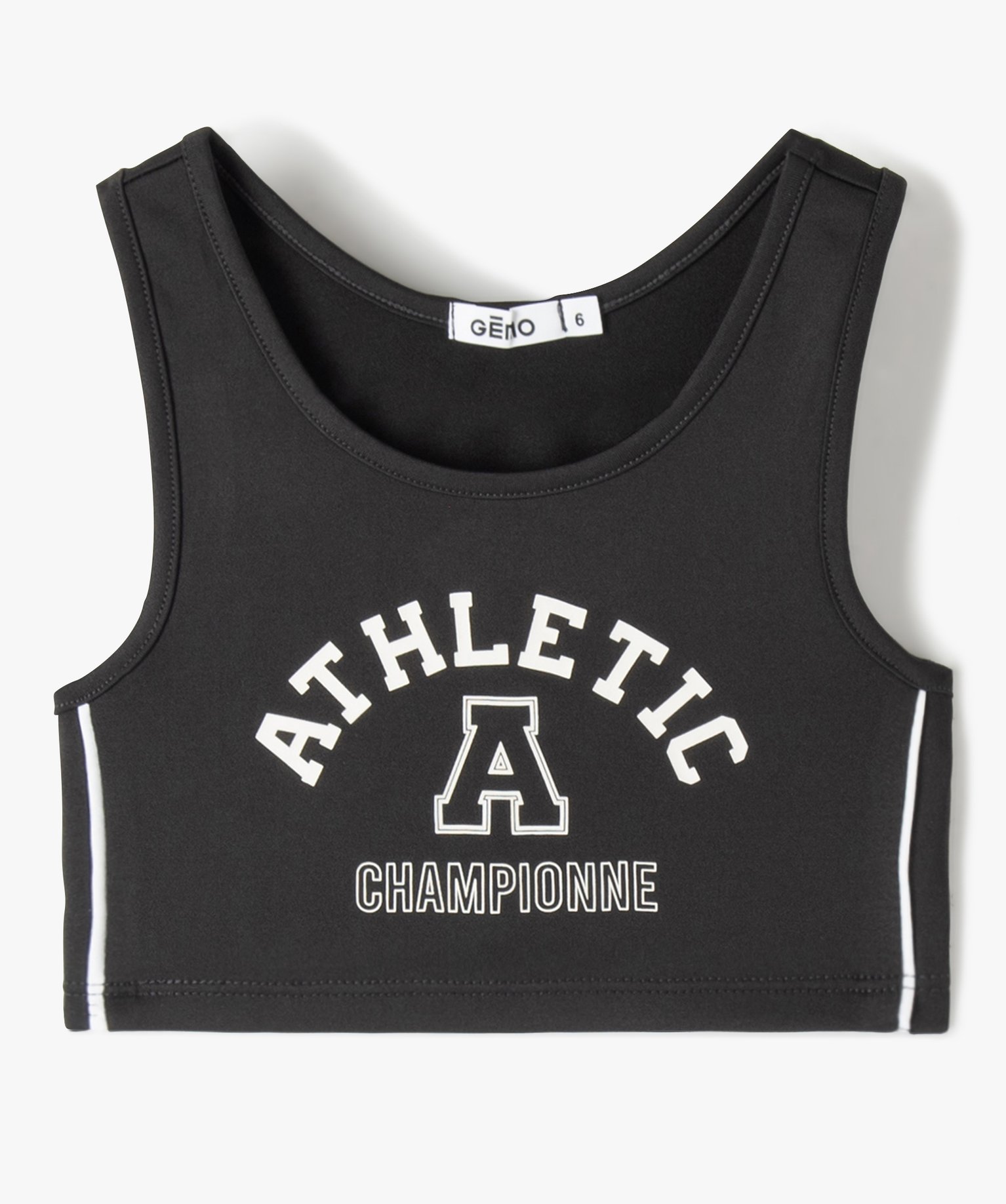 Débardeur de sport fille court imprimé gris | GEMO