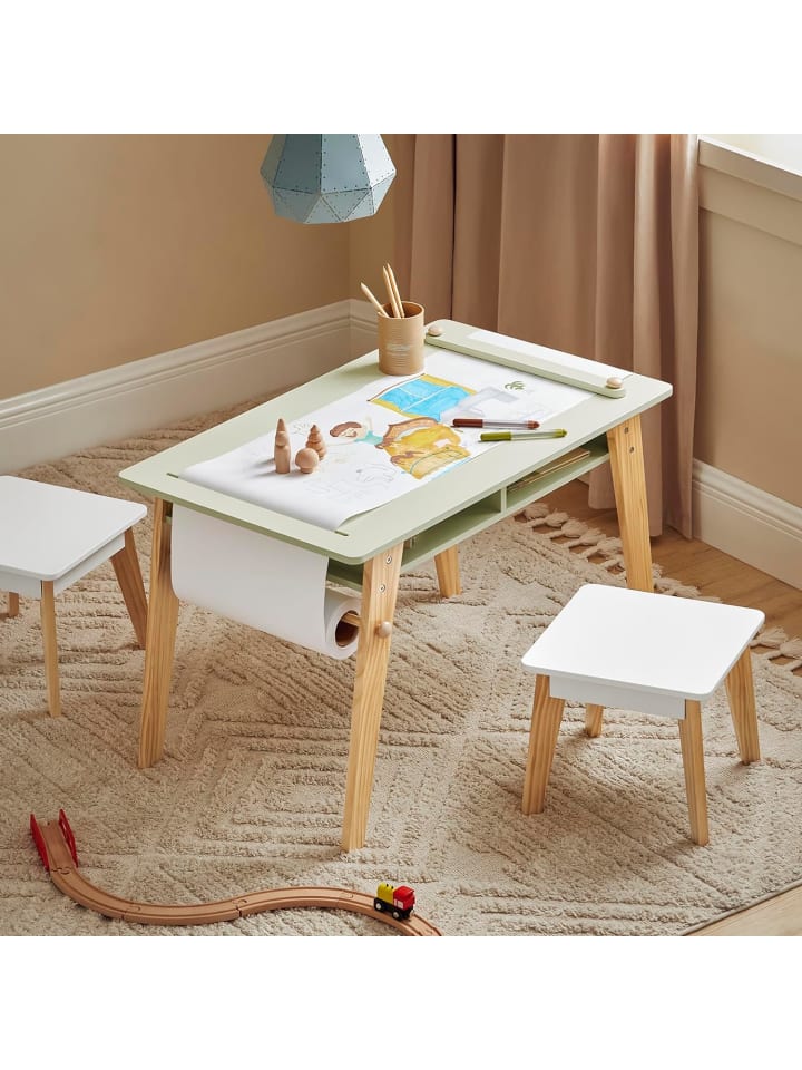 SoBuy Kindertisch in Weiß und Grün - (B)80 x (H)50 x (T)44cm günstig kaufen onesize