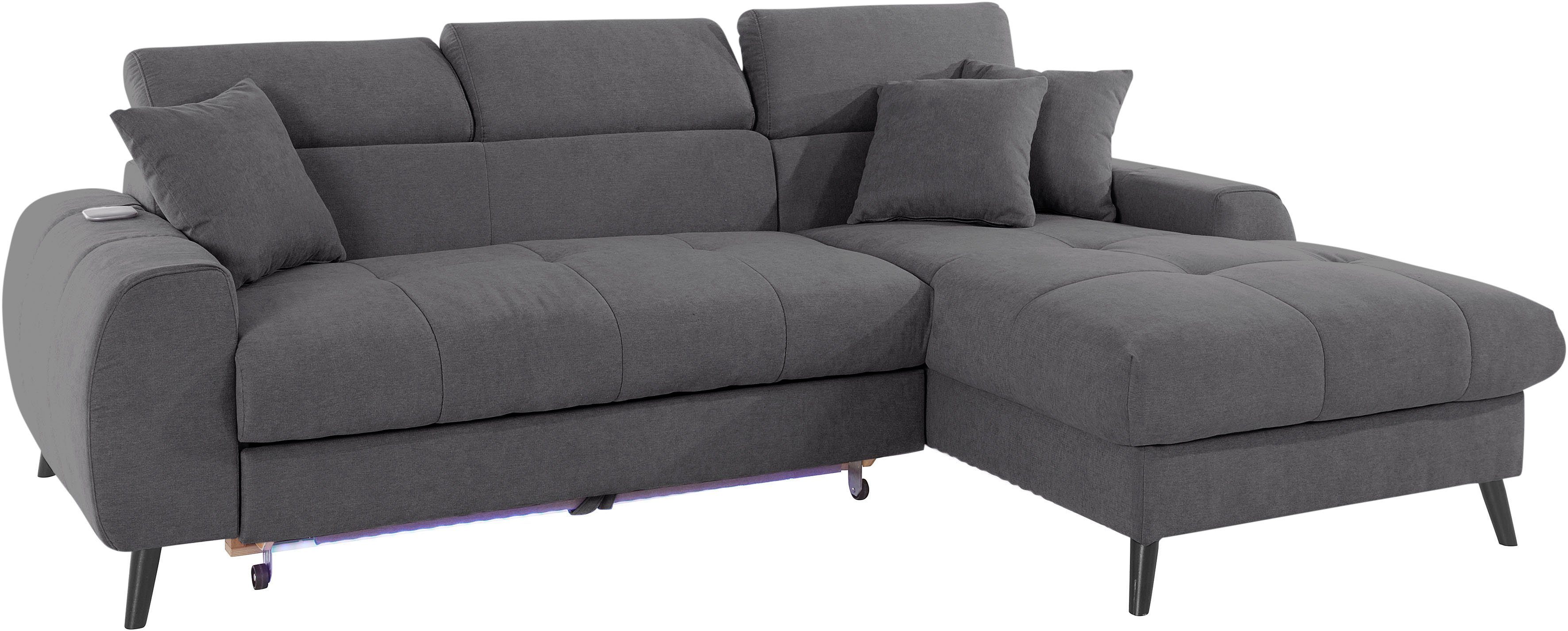 COTTA Ecksofa Mia, 3-tlg.-Kissen-Set, Recamiere, wahlweise mit oder ohne RGB-Beleuchtung