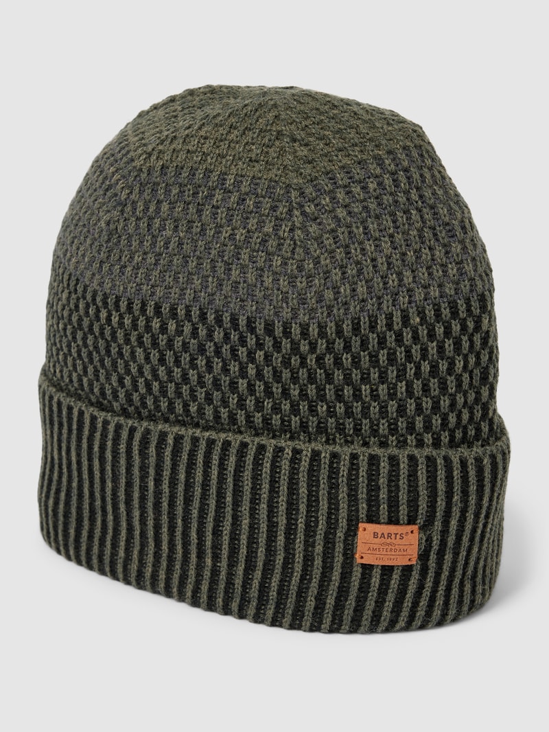 Mütze mit Label-Detail Modell 'Miguen' in olivgrün