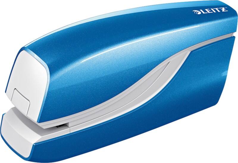 Leitz NeXXt WOW Elektrisches Heftgerät 5566 Halbstreifen 10 Blatt Blau E1 Kunststoff, Metall