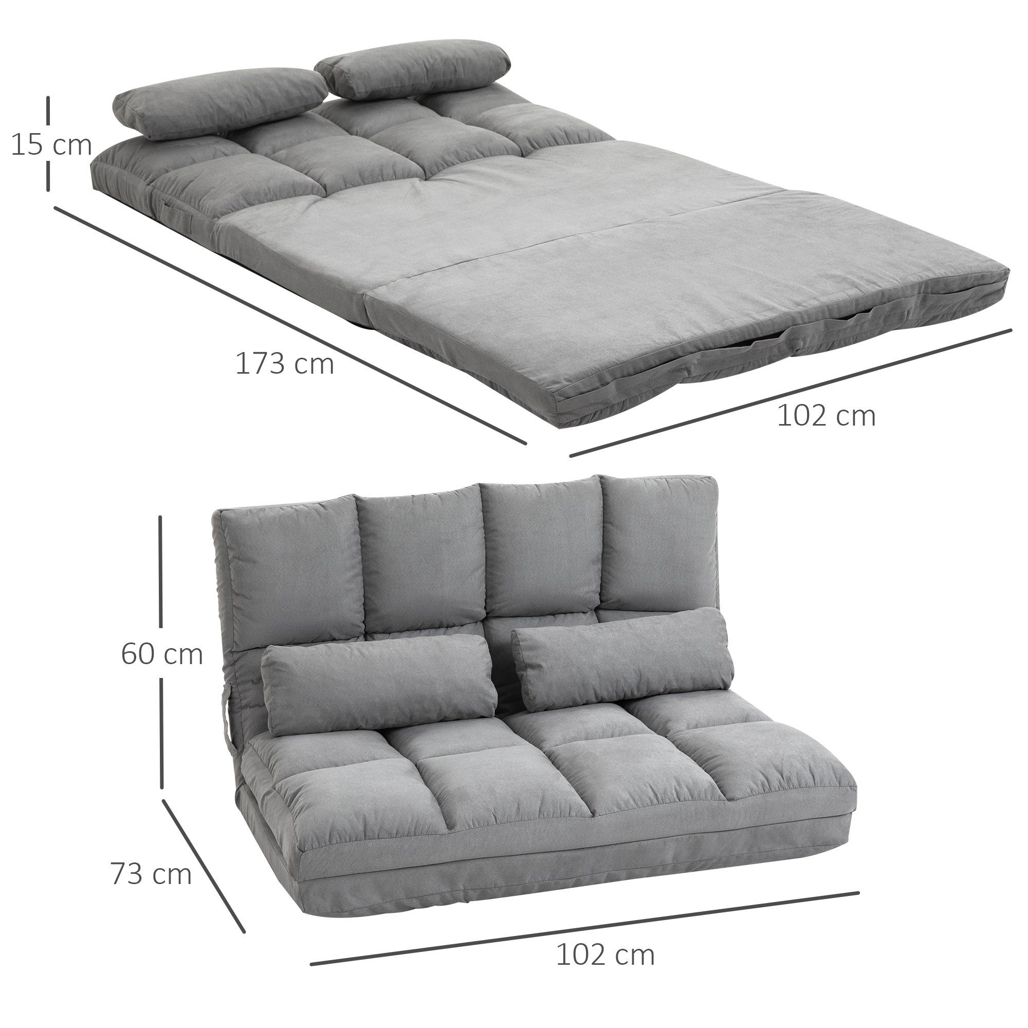 HOMCOM Schlafsofa Bodenstuhl 2 in 1 mit verstellbarer Rückenlehne