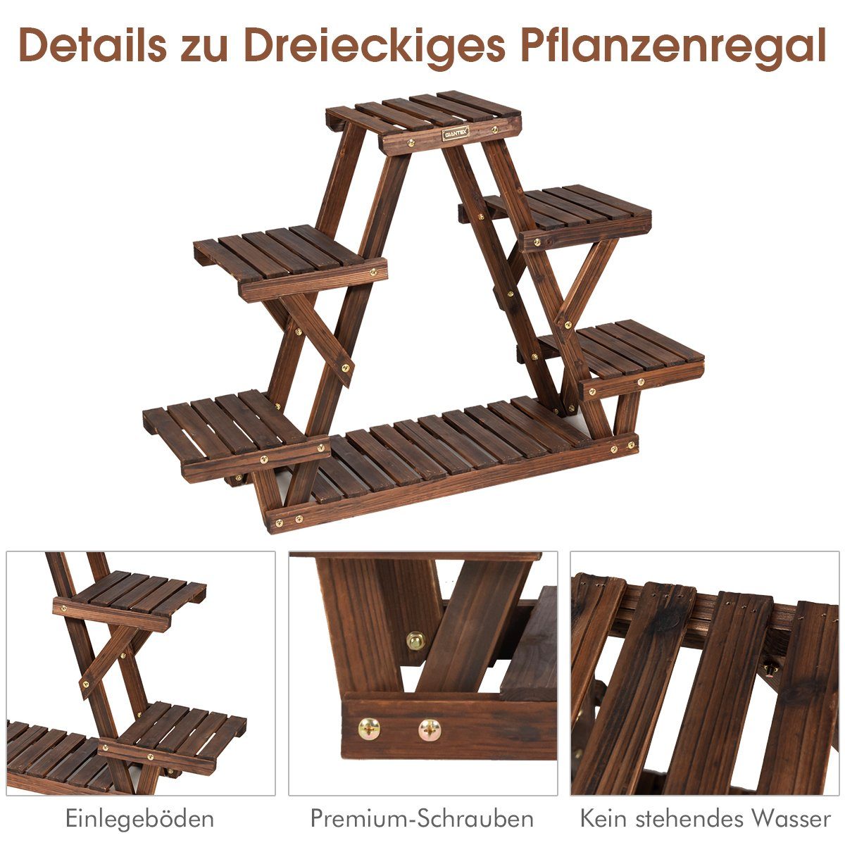 COSTWAY Blumenständer, Blumenregal mehrstöckig, 99 x 25 x 64cm