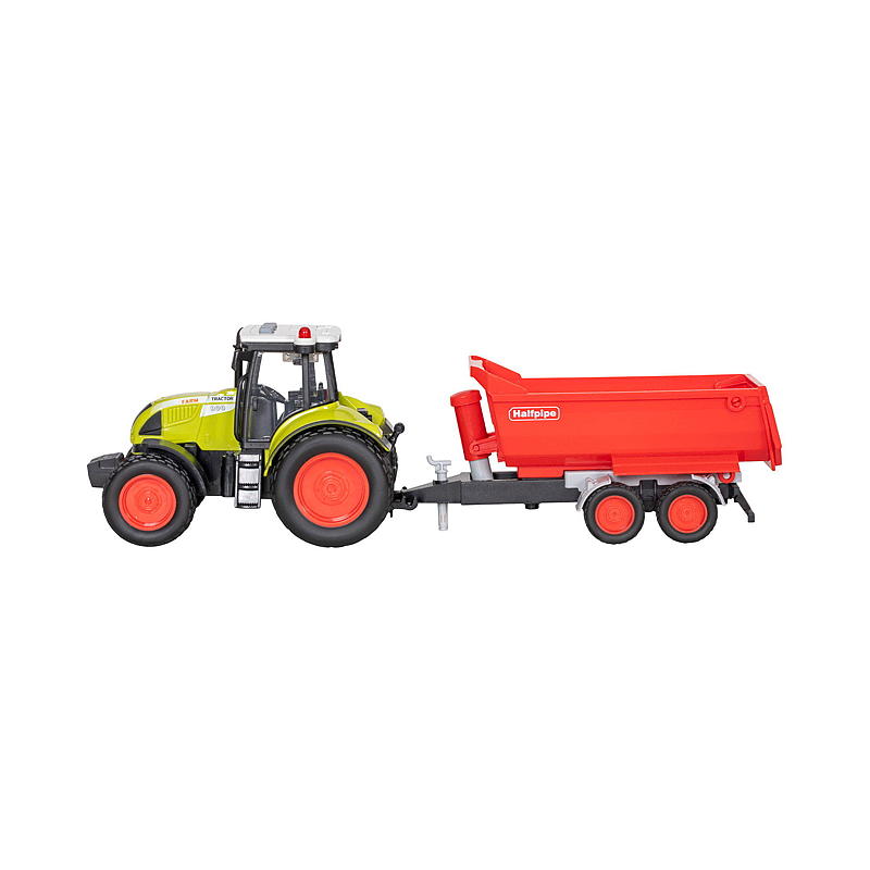 FunToys Traktor str 1:16 m/henger, lys og lyd