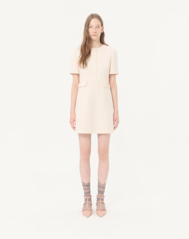 Vestido curto de crepe de alta costura