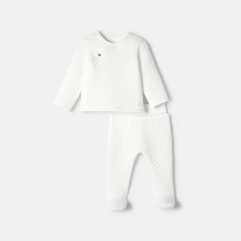 Ensemble en maille tubique blanc naissance Absorba