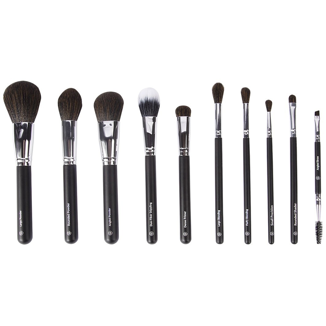 Ultimate Essentials - 10 Piece Face & Eye Brush Set with Bag