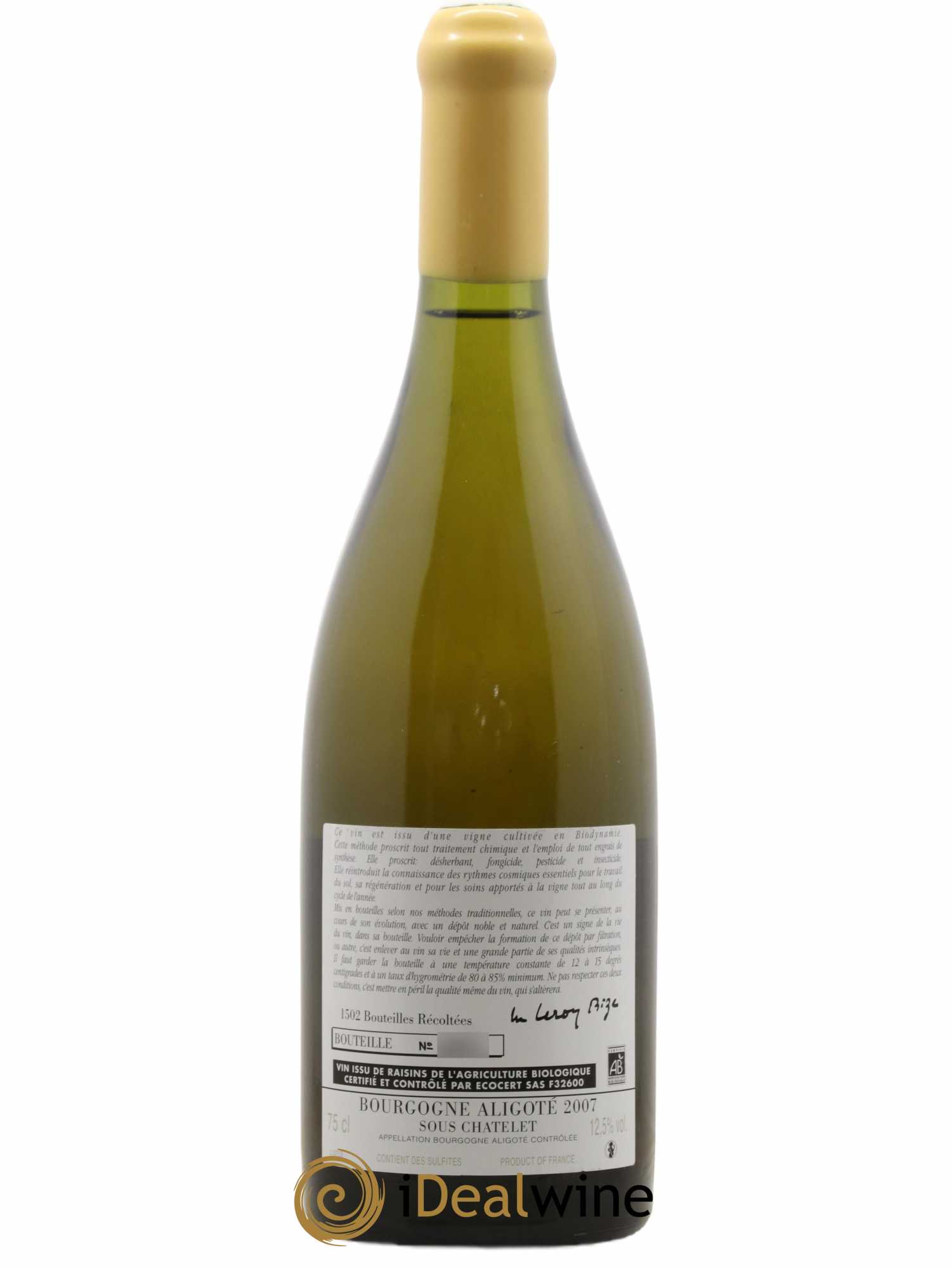 Bourgogne Aligoté Sous Chatelet d'Auvenay (Domaine)  2007 - Lot de 1 Bouteille