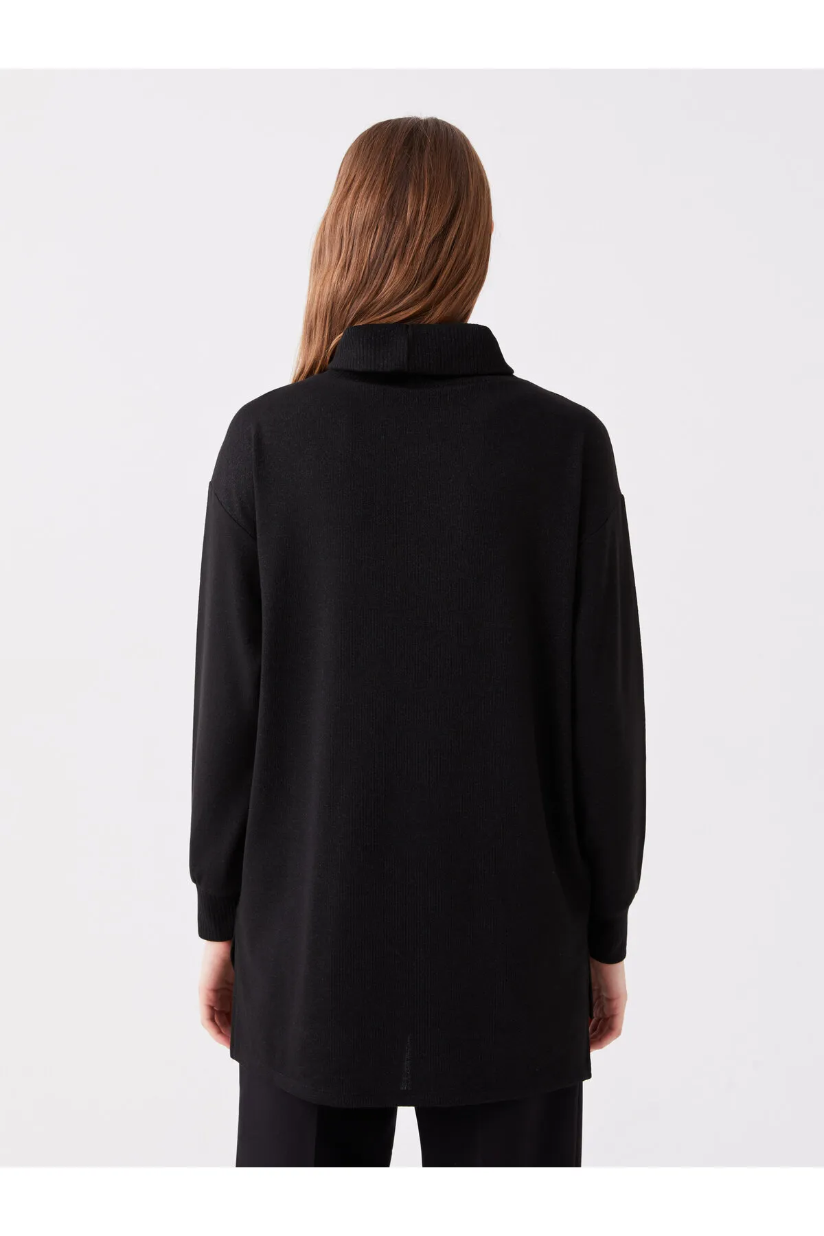 LC Waikiki  Rollkragenpullover, einfarbig, langärmlig, übergroße Damen-Tunika