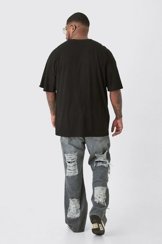Plus Slim-Fit Schlagjeans mit Rissen