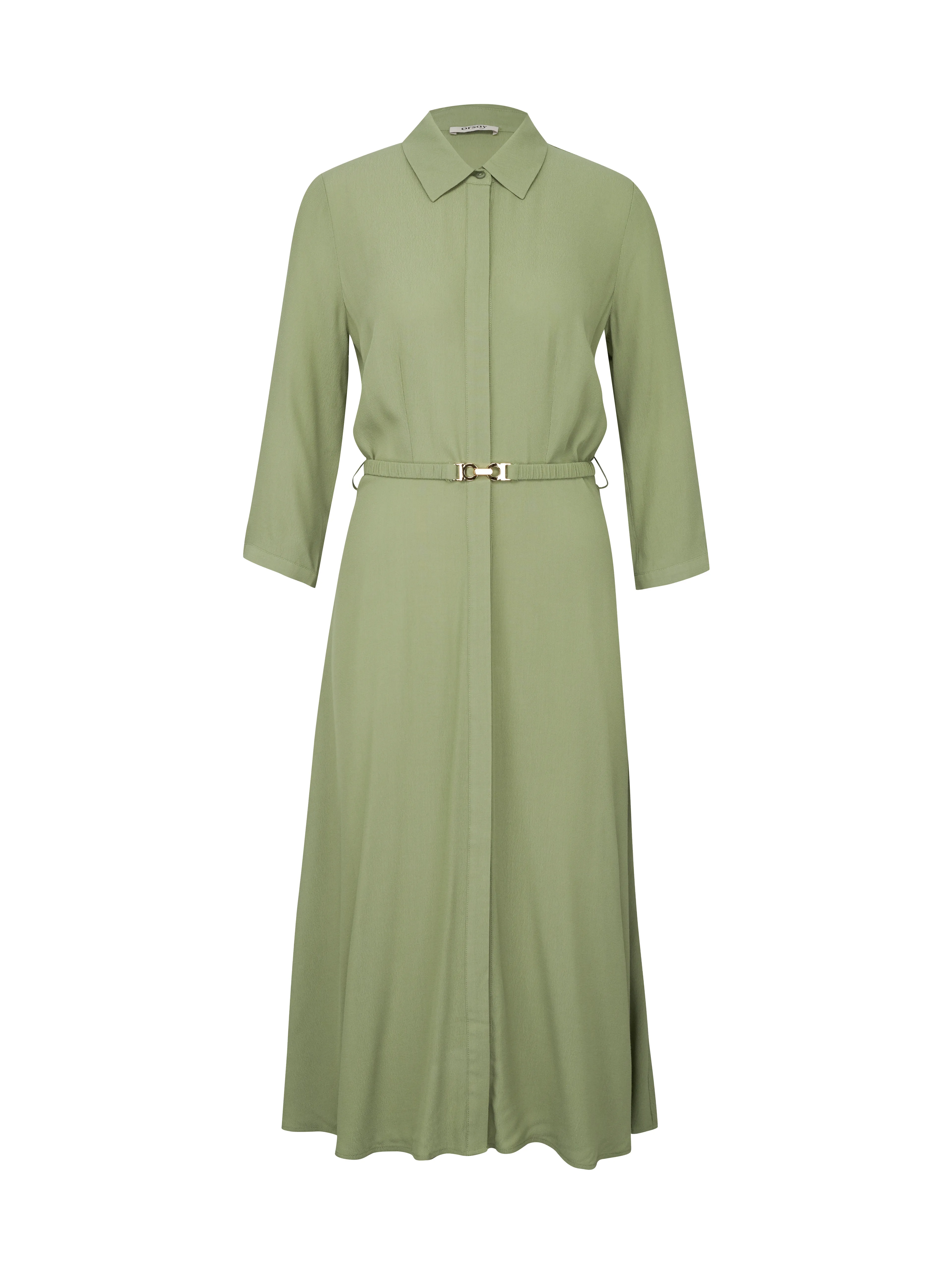 Khakifarbenes Damen-Hemd-Midikleid ORSAY