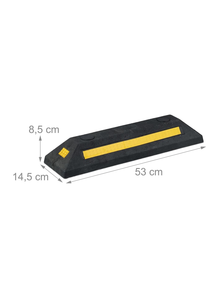 relaxdays 2 x Radstopper in Schwarz/ Gelb - (B)53 x (H)8,5 x (T)14,5 cm günstig kaufen onesize
