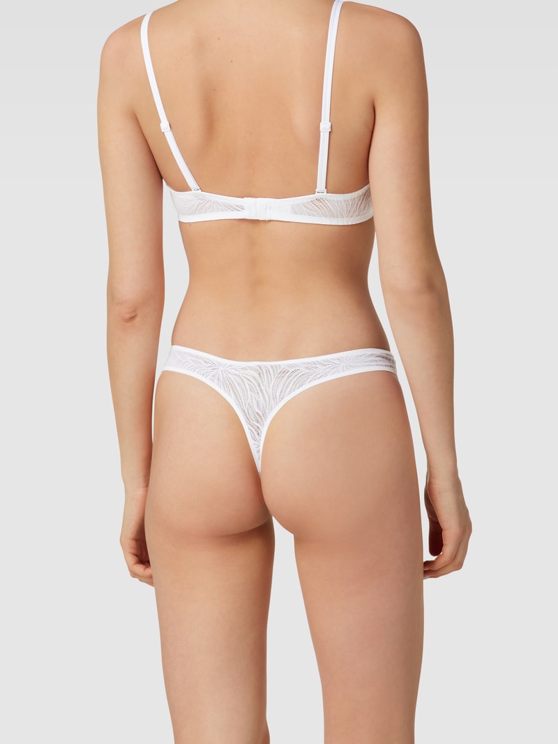 String mit Spitzen-Muster Modell 'Sheer Marquisette' in weiß