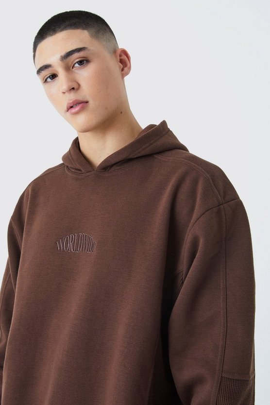 Kastiger Oversize Hoodie in Waffeloptik