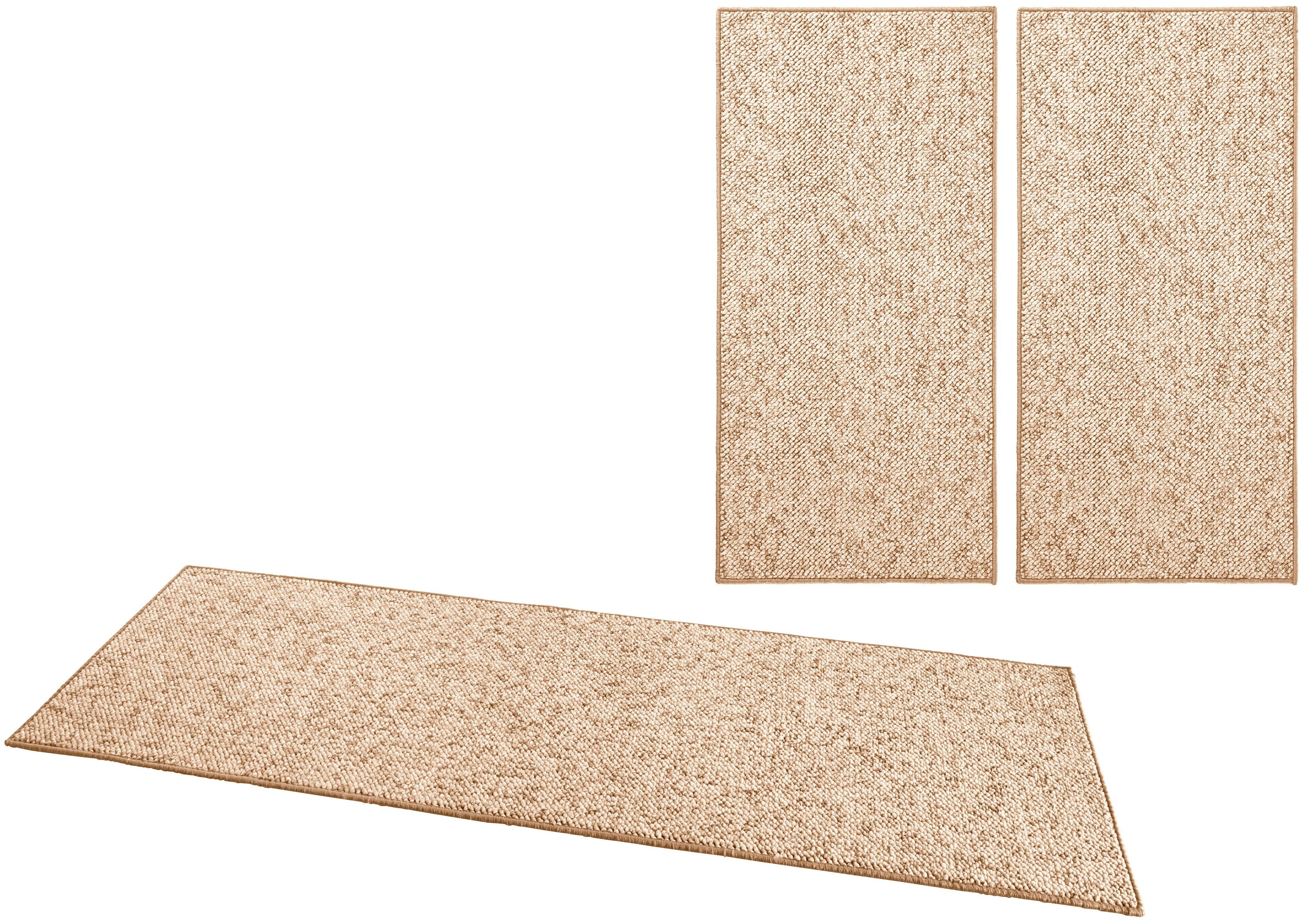 Bettumrandung Wolly 2 HANSE Home, Höhe 12 mm, (3-tlg), Bettvorleger, 3-teiliger Läufer Set, Unifarben, Kurzflor, Bettläufer