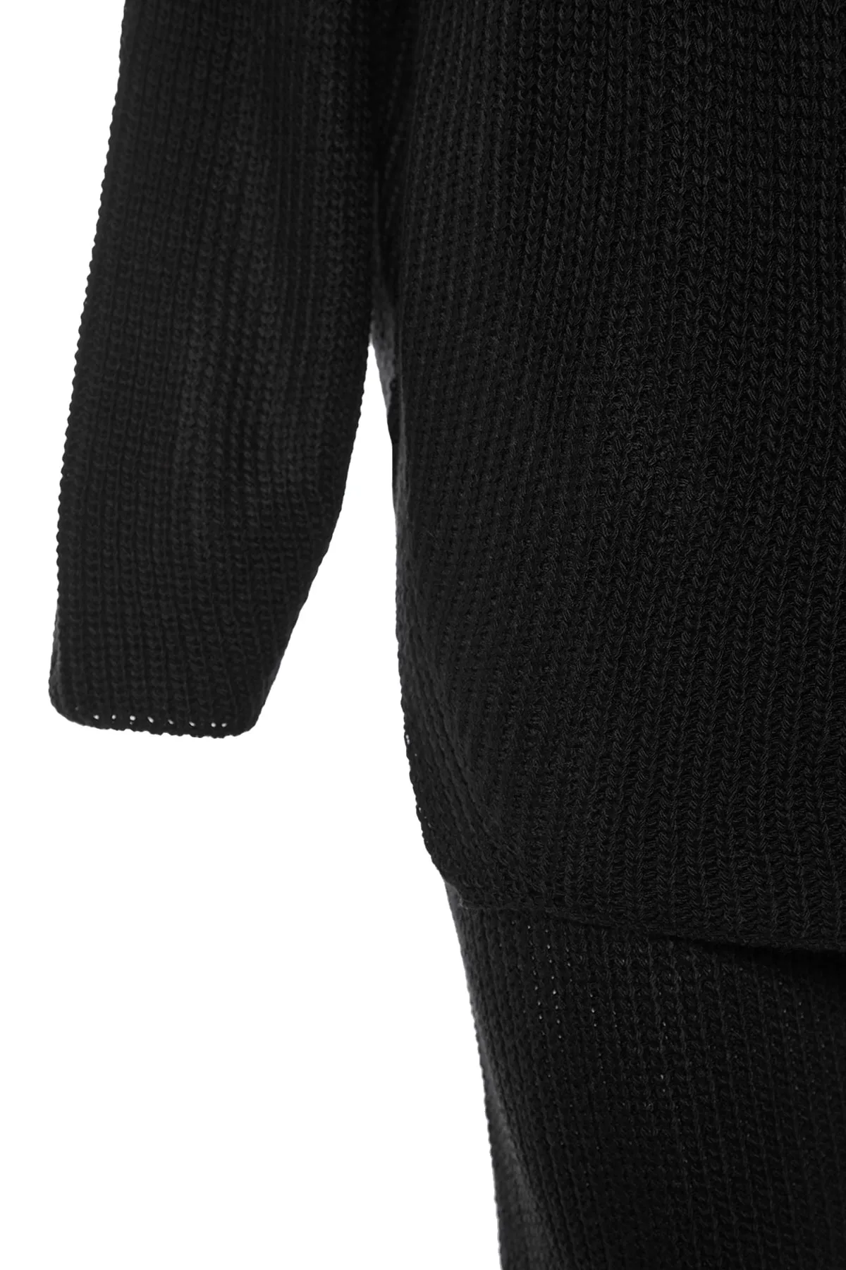 Trendyol Collection  Schwarzes Strickoberteil und -unterteil-Set mit detailliertem Strickmuster TWOAW23AU00037