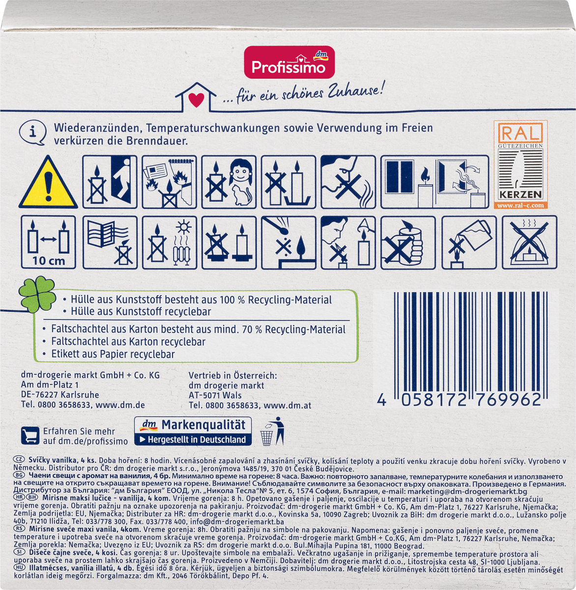 Duftlichter Vanille Groß PC, 4 St